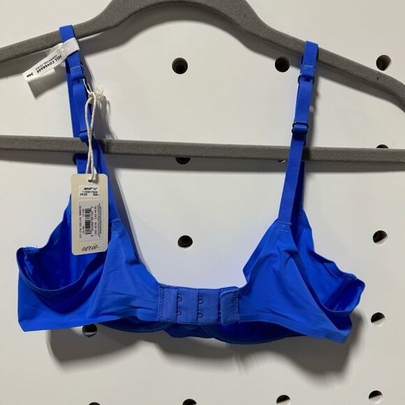 Aerie Womens Smoothez Mesh Unlined Balconette Bra Blue Size 34B Sheer Underwire - Picture 4 of 4